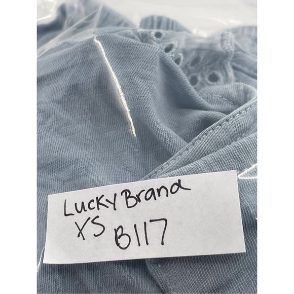Lucky Brand Blouson Top Women's Size XS Blue Boho Crop Deep V Neck New - Picture 13 of 13